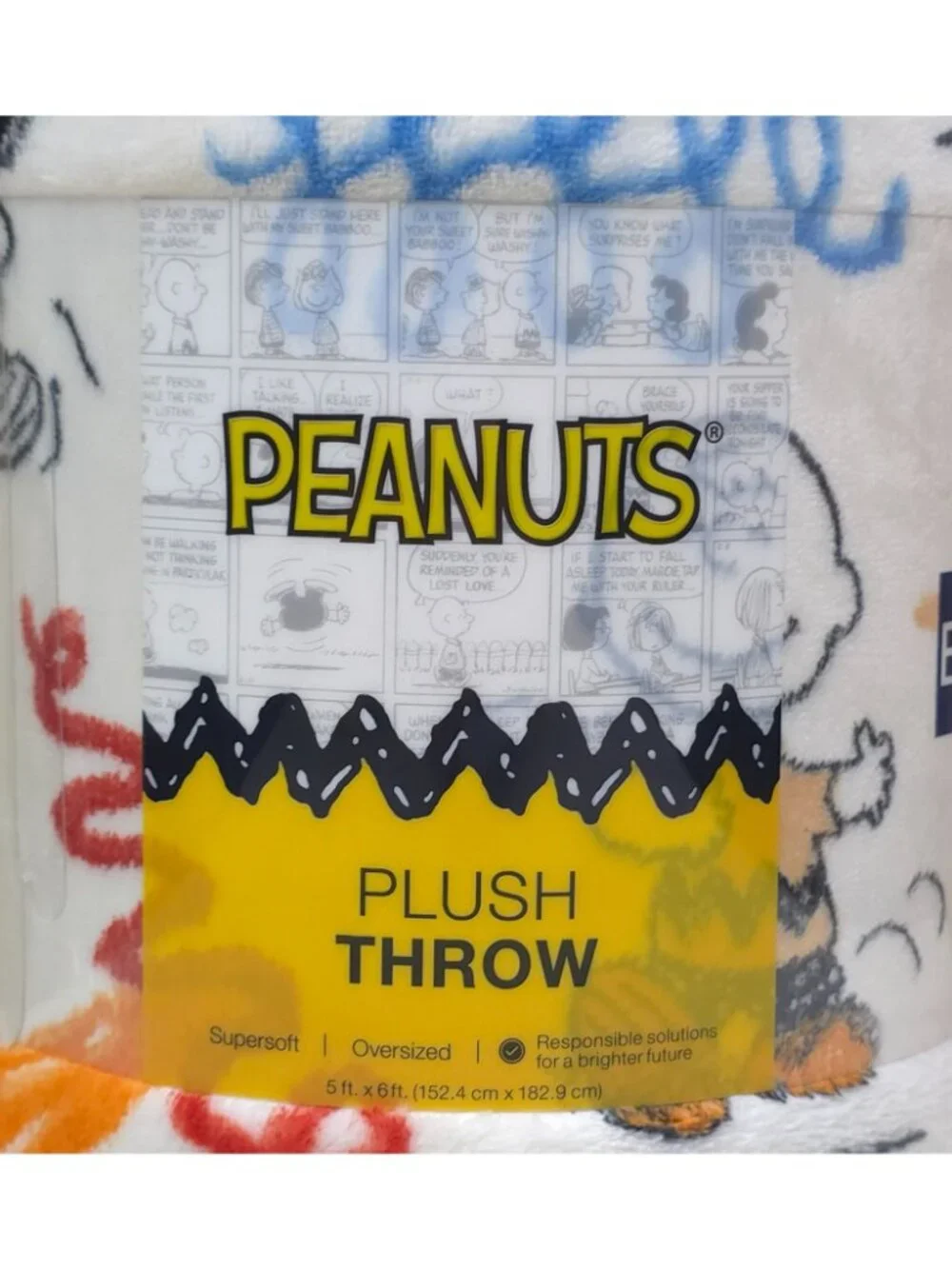 Peanuts Snoopy Oversized Plush Throw Blanket 5 Ft X 6 Ft Cartoon by The Big One
